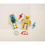 30 Autocollants - Mousse EVA - Robots - Paillettes