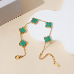 Nerūdijančio plieno keturlapio dobilo apyrankė, nekeičianti spalvos, moteri&scaron;ka, titano plieno, auk&scaron;tos kokybės, ins stiliaus papuo&scaron;alas 18k žalia