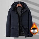 Žieminis vyri&scaron;kas parkas vilnonis medvilninis storas &scaron;iltas striukė su gobtuvu pūkuota apykakle, vandeniui atspari vėjo striukė, pamink&scaron;tinta plius dydis 8xl 8XL mėlyna