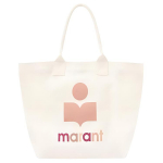 Isabel Marant Yenky Logotipo Detalus Vir&scaron;utinės Rankenos Medvilninis Pirkinių Mai&scaron;elis Pečių Rankinė Mažas Moteri&scaron;kas Tote Smėlio spalvos PM0002FAB1X01O23ECSMALL Basic Set (Bag+Dust Bag)
