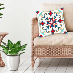 Les Tr&eacute;sors De Lily [Q5512] - Housse de coussin cr&eacute;ateur 'Boho' bleu rouge blanc (carreaux) - 40x40 cm mėlyna