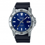 Casio Standartinis analoginis dervos dirželis, mėlynas kvarcinis ciferblatas MTP-VD01-2E vyri&scaron;kas laikrodis mėlyna