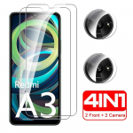 4In1 ekrano apsauginė plėvelė + objektyvo plėvelė, skirta Redmi A3 / A3X Redmi A3 4G fotoaparato apsauginiam saugos grūdintam stiklui HD skaidrus Redmi A3 gryna