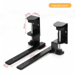 Klaviatūros stalas ir pelės laikiklis: Be gręžimo, užstumiamas stalinis stalčius Adjustable rail iron clamp set