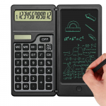 2-in-1 saulės energija maitinamas skaičiuotuvas ir 6 colių ra&scaron;ymo plan&scaron;etė sulankstomas 12 skaitmenų LCD ekranas biurui, studentams, mokytojams, buhalteriams juoda