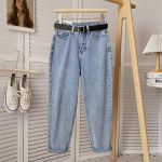 Women's Retro High-Waist Slim Harem Jeans - Autumn Loose Fit, Straight-Carrot Design, Cropped Length