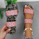 Vasaros vir&scaron;utiniai drabužiai Vienas žodis &Scaron;lepetės Su spauda I&scaron;kirpti Mada Lengvi Kasdieniai Sandalai &Scaron;lepetės 36