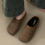 I&scaron;pardavimas moteri&scaron;kos 2024 m. naujos moteri&scaron;kos &scaron;lepetės rudeninės kvadratinės, mi&scaron;rių spalvų lauko plok&scaron;čios, laisvalaikio patogios &scaron;lepetės 40 tamsiai ruda spalva