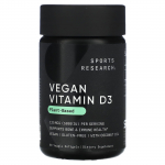 Sporto tyrimai, vegani&scaron;kas vitaminas D3, 125 mikrogramai / 5000 TV, 60 daržovių mink&scaron;tųjų gelių