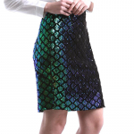 Vangull Fashion Green laisvalaikio sijonas auk&scaron;tu juosmeniu, plonu blizgučiu, midi žuvies žvyneliais, moteri&scaron;ki seksualūs pie&scaron;tukų sijonai S žalia