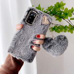 Love Heart Pakabukas Rabbit Furry Dėklas, skirtas Samsung Galaxy S21 S20 S10 S9 S8 Plus S7 A13 A33 A53 A12 A22 A32 A52 A21s A31 A51 A71 plaukų pliu&scaron;inis telefono dėklas samsung A53 5G pilka