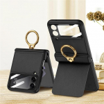 &bdquo;Samsung Galaxy Z Flip 4 Case Ultra&ldquo; - plonas paprastos odos magnetinis vyris pir&scaron;to žiedo laikiklio laikiklis veidrodinė plėvelė, atsparus smūgiams dangtelis For Samsung Z Flip 4 rožinė