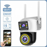 4MP 2K IP WiFi apsaugos kamera PTZ dvigubo objektyvo / ekrano CCTV lauko vandeniui atspari WiFi stebėjimo kameros i&scaron;maniojo namo apsaugos kamera