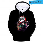 Anime Hoodie Demon Slayer vyri&scaron;kas megztinis su spausdintu dvigubos spalvos megztinis Unisex megztinis Harajuku Cartoon laisvalaikio palaidinės M