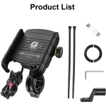 Motociklo telefono laikiklio įkroviklis, USB/QC 3.0 lizdas su jungikliu, 360&deg; vandeniui atsparus, USB įkroviklis, aliuminio vairas/žiūros veidrodėlis, skirtas 3,5&ndash;6 colių telefonams