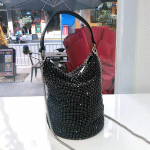 &bdquo;Bling Crystal Clutch&ldquo; vakarinis krep&scaron;ys moterims, prabangus dizaineris, žalias kalnų kri&scaron;tolinis kibiras per petį, vestuvių vakarėlis moterims Naujas juoda