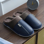 Vyri&scaron;kos &scaron;lepetės Namų Žieminės Vidaus &Scaron;ilti Batai Storu Padu Pliu&scaron;inės Vandeniui atsparios Odinės Namų &scaron;lepetės vyrams Medvilniniai batai 2024 Nauji 36-37 rožinė