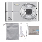 Ki&scaron;eninis skaitmeninis fotoaparatas FHD 1080P 50MP palaikymas AF automatinis fokusavimas 16x priartinimas studentams ne&scaron;iojamas kompakti&scaron;kas mažas sidabras