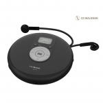 Ne&scaron;iojamas CD grotuvas su Bluetooth, ausinių lizdu, LCD ekranu, kompakti&scaron;kas Walkman CD grotuvas, palaiko AC/DC maitinimą juoda