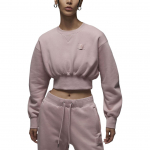 Jordan Flight Fleece Laisvo kirpimo trumpas džemperis moterims Vir&scaron;utiniai drabužiai Oxford-Pink FV7153-601 S
