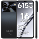 DOOGEE Note56 Pro Android 16 Atrakintas telefonas, 32GB+128GB/TF 2TB I&scaron;manusis telefonas, A&scaron;tuonių branduolių 6.56 HD+ 90Hz Mobilusis 6150mAh, 13MP+8MP Kamera, Dvi SIM kortelės/GPS/NFC juoda