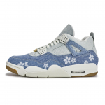 Jordan Air Jordan 4 811 Gamyba, Mėlynai dažytas vy&scaron;nių žiedas Vidutinio auk&scaron;čio senoviniai krep&scaron;inio bateliai Unisex Balti Mėlyni IB6716-100(Team80-) 36.5