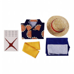 Vienas Gabalas Cosplay Apranga Luffy Stiliaus Saulėgrąžos Trumpomis Rankovėmis Laisvalaikio Mar&scaron;kinėliai Cosplay Kostiumas Sceninio Pasiruo&scaron;imo Apranga One Piece Luffy Sunflower Shirt Set + Hat S