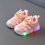 TWINFLAMES Led kūdikių batai 2022 m. pavasario nauji berniukų ir mergaičių batai kvėpuojantys tinkliniai batai mink&scaron;ta apačia kūdikių batai mažyliams vaiki&scaron;ki batai 19 rožinė