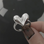 Foxanry LOVE Heart sužadėtuvių žiedai moterims Poros Korėjieti&scaron;kos mielos klasikinės nuotakos papuo&scaron;alų aksesuarai dovanos as Shown sidabras
