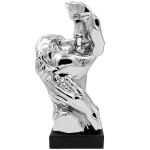 Les Tr&eacute;sors De Lily [A3306] - Statuette c&eacute;ramique 'Arty' argent&eacute; noir (visage- baiser) - 38 cm
