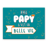 Les Tr&eacute;sors De Lily [A3616] - Magnet c&eacute;ramique 'Papy' bleu (avec Papy c'est la belle vie) - 8x6 cm įvairiaspalvis