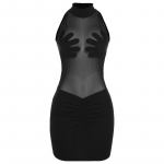 Vasaros nauja, madinga moteri&scaron;ka suknelė su apvaliu kaklu be rankovių, seksuali perspektyvi, plona, ​​apvyniojama klubų suknelė S juoda