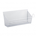 Metalinio tinklelio bendrabučio prie lovos pakabinamas krep&scaron;elis, vielinis knygų spinta, lentyna, lentyna, dviauk&scaron;tė balta