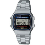 Casio Kvadratinis vintage skaitmeninis kvarcinis paprasto metalo laikrodis 35,2 x 26,2 mm A168WA-1WDF juodas
