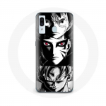 Coque pour Samsung Galaxy A20 Sangoku Naruto Luffy one piece Dragon Ball Z fond noir et blanc anime manga - Maniacase