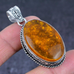Natural Baltic Amber Gemstone Handmade 925 Sterling Silver Pendant 2.17 l2c67