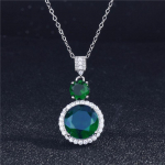 Vintažinis kri&scaron;tolinis žalias apvalus pakabukas vėrinys moterims papuo&scaron;alas naujiena sidabrinė 925 grandinėlė choker vėrinys damai sužadėtuvių dovana 45cm