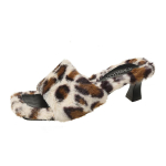 Madingos moteri&scaron;kos &scaron;lepetės su auk&scaron;tais kulnais 2024 m. Naujas pasakų vėjo stilius Madingos platformos kulno temperamentingos basutės Leopardinės kailio &scaron;iltos Zapatos Para Mujeres 39 black