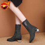 Madingi vidutinio blauzdos ilgio bateliai moterims, smaili nosis, vidutinio kulno, elastingi, pusiau auk&scaron;ti batai moterims, dideli dydžiai, &scaron;ilti, patogūs ir eleganti&scaron;ki 35