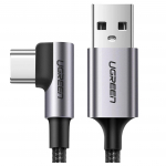 Kampinis USB į USB-C kabelis Ugreen US284, 3A, 3M (Juoda)