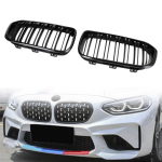 Priekinės inksto grotelės Tinka BMW 1 serijai F20 F21 2015-2017 Blizgios juodos Dvigubos