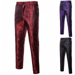 Vyri&scaron;kos Slim Fit tamsaus ra&scaron;to performance kostiuminės kelnės rudeniui/žiemai 3XL vyno raudonos spalvos