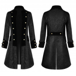 Vyri&scaron;kos sagos, mados &bdquo;Steampunk&ldquo; vintažinė striukė, gotikinis frock coat frakas XL juoda