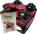 Urushi gaminiai [Budistinis stalo rinkinys, 6,0 colių, Juodas su raudonu vidumi ir protėviais] Pagaminta Japonijoje, Budistinio altoriaus reikmenys, Obon prekė, Valgio rinkinys black