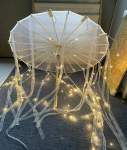 LED Kinijos Japonijos Siūlų Tepaluotas Popierius &Scaron;ilkinis Audinys Skėtis Kostiumas Senovinis Princesės Skėtis Spektaklis Baltas Rankdarbių Skėtis Cosplay gray