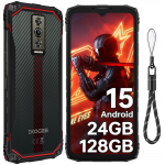 DOOGEE Blade10 Energy Atsparus i&scaron;manusis telefonas Android 15, 24GB+128GB/2TB, 90Hz 6.56 HD+ Ekranas, 6150mAh, 16MP+8MP, 3 SIM kortelių lizdai/NFC/IP68/IP69K/OTG/VEIDO ATPAŽINIMAS raudona