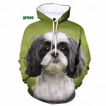 Pavasarinis mielas Shih Tzu Dog 3D spausdintas gobtuvas Vyri&scaron;kas moteri&scaron;kas megztinis gyvūninis &scaron;unų gobtuvas Topas M