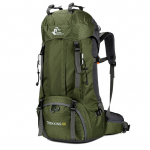 60 l žygių kuprinė, vandeniui atspari laipiojimo kempingo kuprinė Kelioninė dienos kuprinė su apsauga nuo lietaus armijos žalia spalva