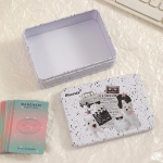 Stalinio kompiuterio laikymo dėžutė Rankinė sąskaita &bdquo;Pasidaryk pats&ldquo; medžiaga Didelės talpos saugojimo dėžutė 3 colių nuotraukų laikymo geležinė dėžutė 14*4.5*10cm rožinė