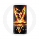 Coque pour Samsung Galaxy A10 Vikings S&eacute;rie Saison 6 logo V Ep&eacute;e de Feu Fond Noir